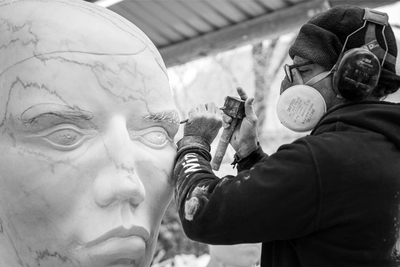 William Peers carving 'Origin VI'