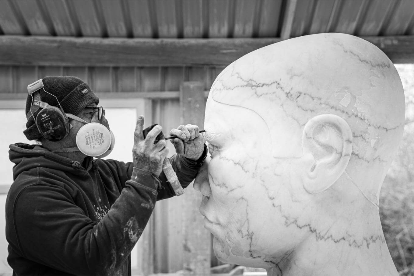 William Peers carving 'Origin VI'